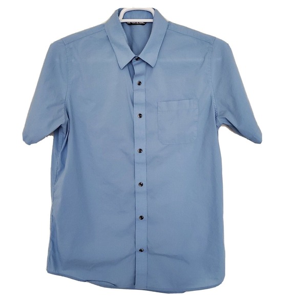 Travis Mathew Golf (Mens Size Large) Blue Button Front Short Sleeve Pocket Shirt - Picture 1 of 4